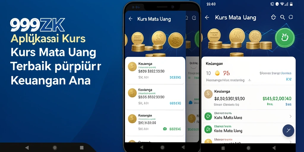 Antarmuka 999ZK menampilkan informasi kurs mata uang secara jelas dan menarik.
