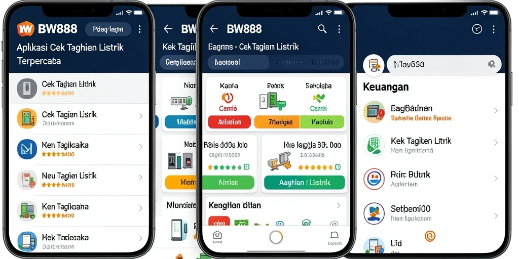Antarmuka aplikasi BW888 untuk cek tagihan listrik yang praktis.