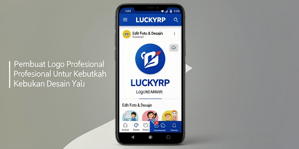 Tampilan antarmuka LUCKYRP yang sederhana dan intuitif untuk pembuatan logo.