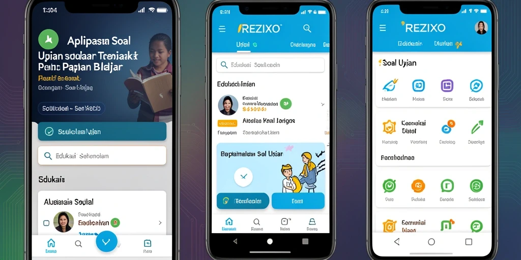 Tampilan aplikasi REZIXO dengan fungsi Soal Ujian yang interaktif.